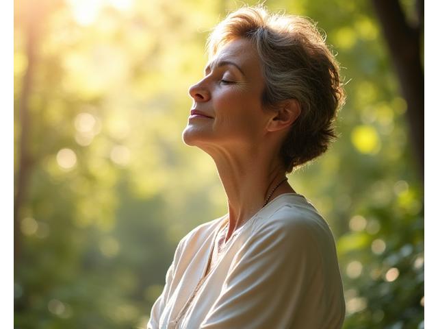 Persona meditando pacíficamente en un entorno natural